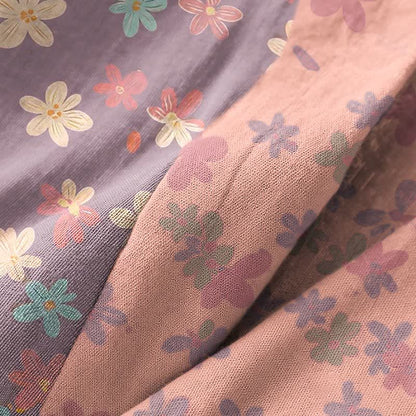 Peignoir de style kimono en gaze de coton violette à motif floral - image 5