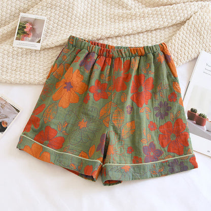 Short de pyjama d'été en gaze double épaisseur - Vert - XL - image 6