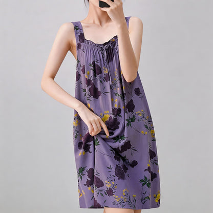 Chemise de nuit sans manches à motif floral violet - image 4