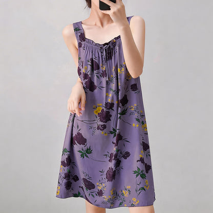 Chemise de nuit sans manches à motif floral violet - image 5