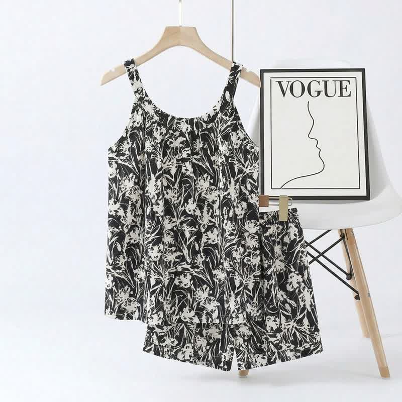 Ensemble pyjama composé d'un débardeur à motifs et d'un short - Noir - 2XL - image 0