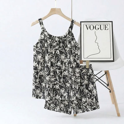 Ensemble pyjama composé d'un débardeur à motifs et d'un short - Noir - 2XL - image 0