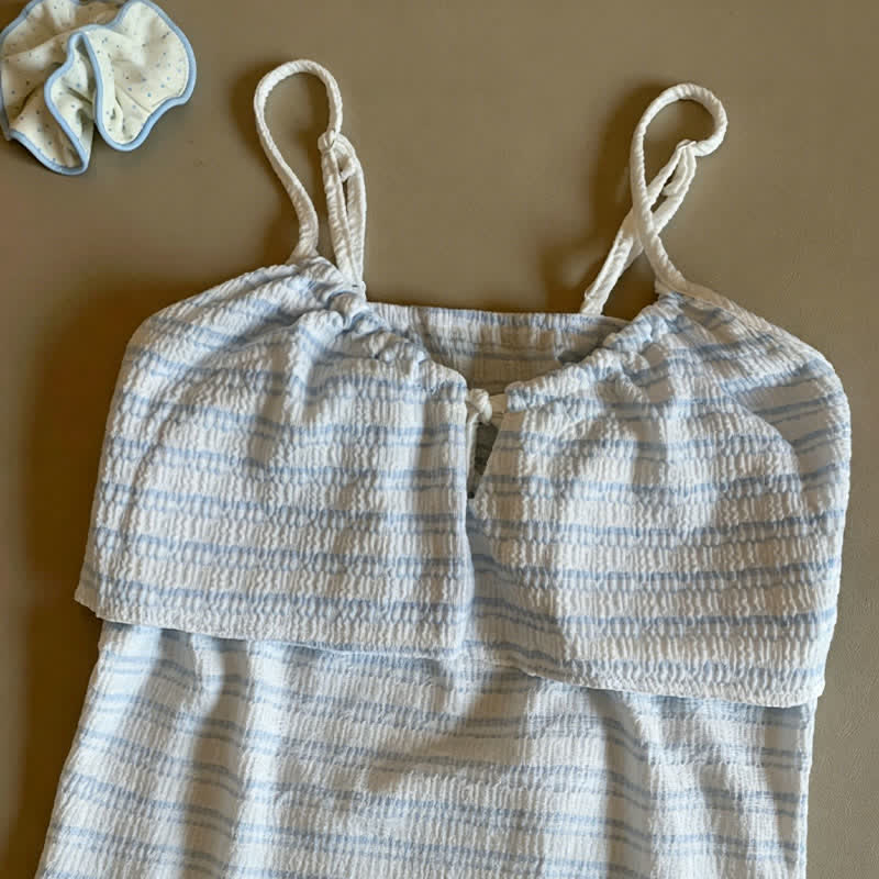 Ensemble pyjama avec nœud sur le devant, débardeur rayé et short - image 19