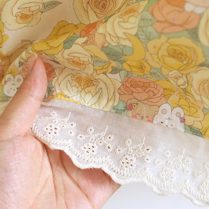 Chemise de nuit en coton ornée de dentelle florale jaune - image 7