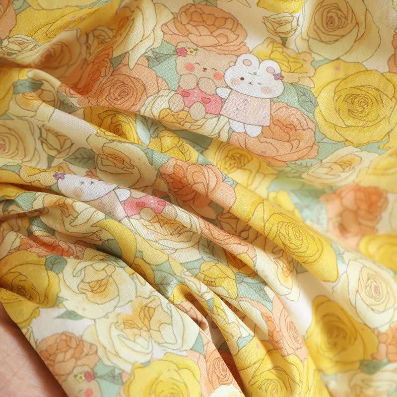 Chemise de nuit en coton ornée de dentelle florale jaune - image 11