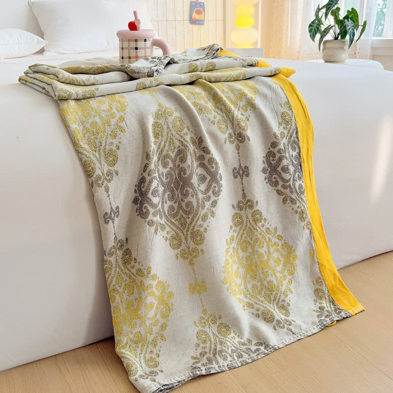 Couverture d'été en fibre de bambou à motif vintage - 200 cm x 230 cm - image 0