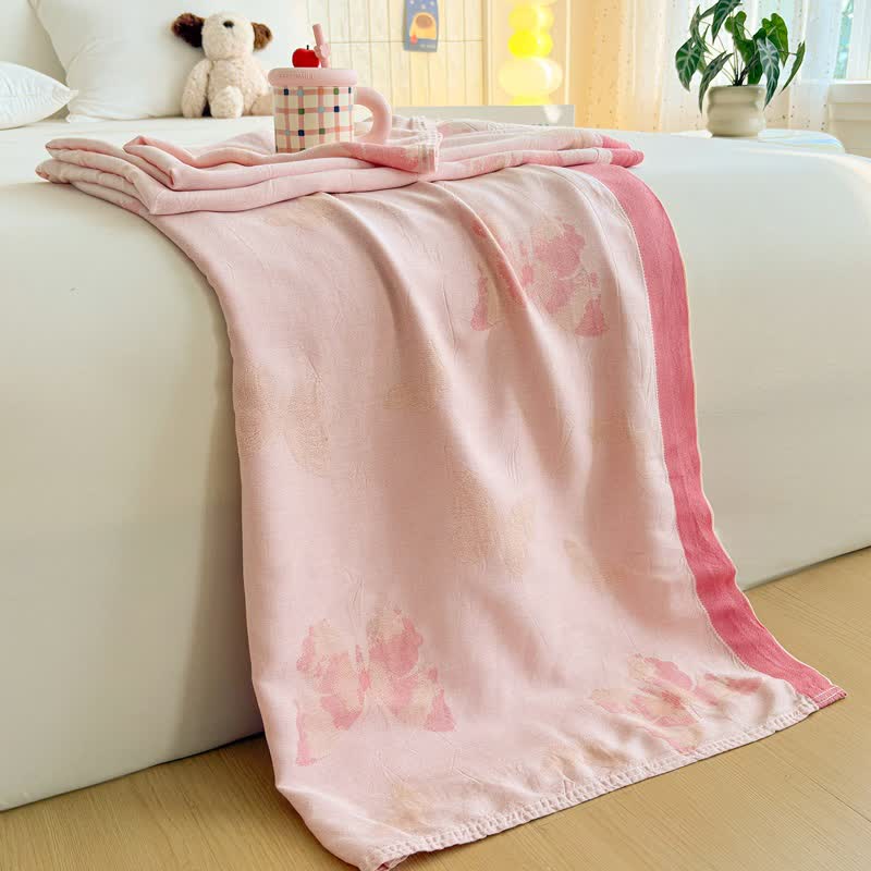 Couverture d'été artistique à motif papillon, confectionnée en fibres de bambou - 200 cm x 230 cm - image 0