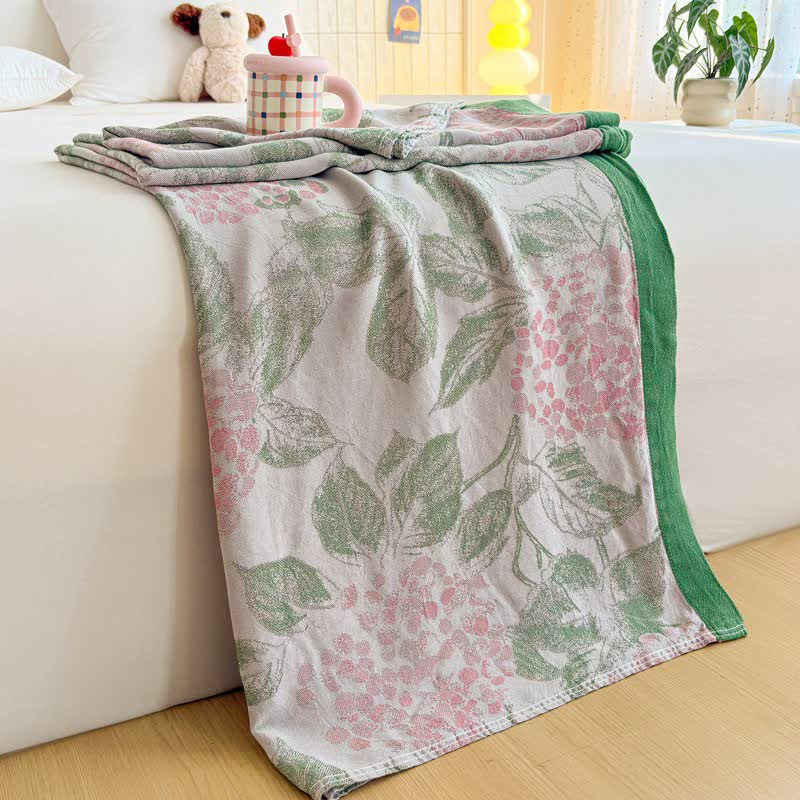 Couverture d'été en fibres de bambou à motifs floraux et de feuilles - 200 cm x 230 cm - image 0