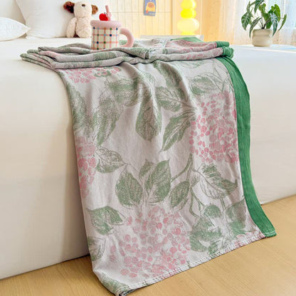 Couverture d'été en fibres de bambou à motifs floraux et de feuilles - 200 cm x 230 cm - image 0