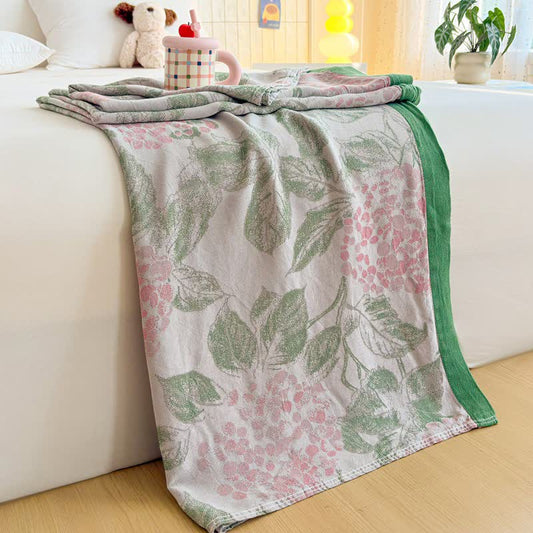 Couverture d'été en fibres de bambou à motifs floraux et de feuilles - 200 cm x 230 cm - image 0