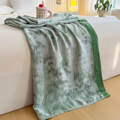 Couverture d'été artistique en fibres de bambou - Vert - 200 cm x 230 cm - image 8