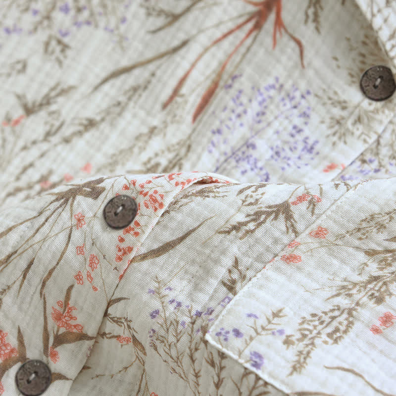 Ensemble pyjama en gaze de coton à motif floral discret - image 7
