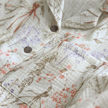 Ensemble pyjama en gaze de coton à motif floral discret - image 6