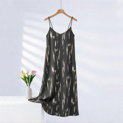 Chemise de nuit en pur coton, inspirée du bambou - Noir - XXL - image 0