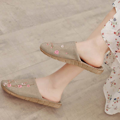 Chaussons confortables en lin brodés Plum Bossom - Rose Prune Bossom - L - image 10
