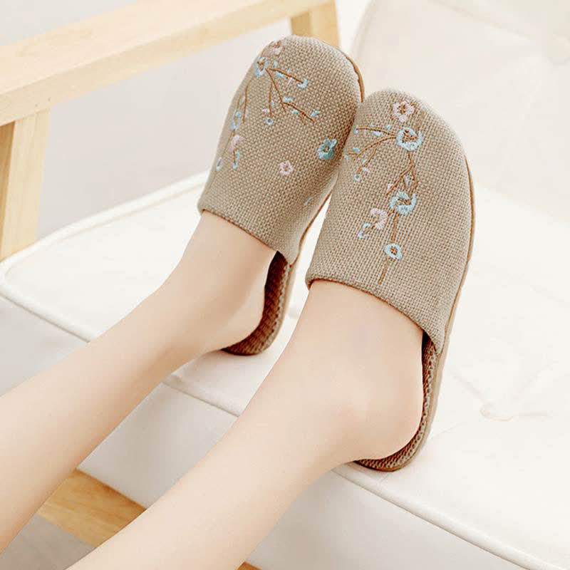 Chaussons confortables en lin brodés Plum Bossom - image 9