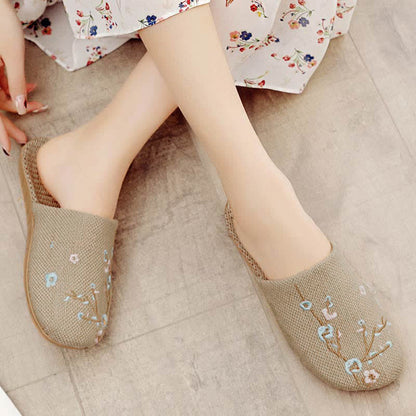 Chaussons confortables en lin brodés Plum Bossom - Bossom de prune bleue - L - image 8