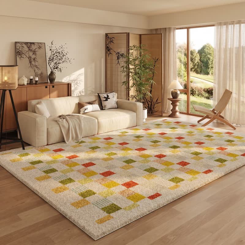 Tapis à carreaux couleur dopamine - image 3