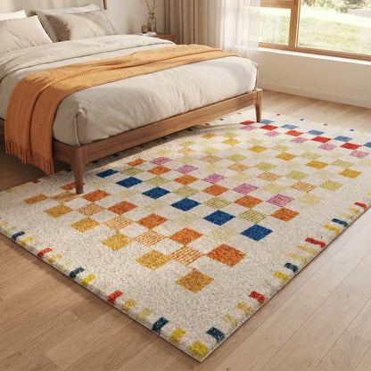 Tapis doux à damier multicolore - image 1