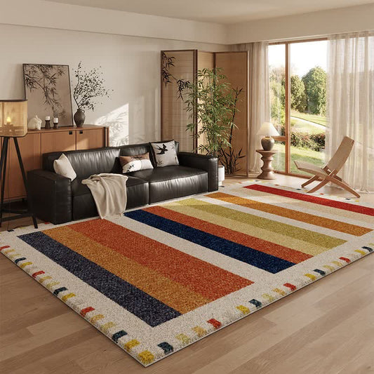 Tapis multicolore aux couleurs de l'arc-en-ciel avec un motif à rayures - 200 cm × 300 cm - image 0