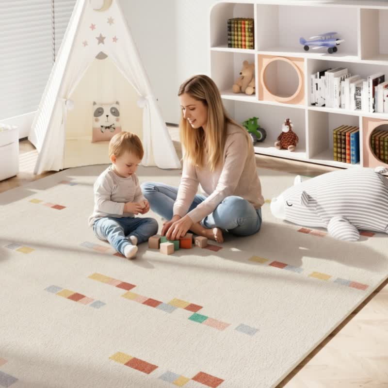 Tapis d'enfant géométrique aux couleurs pastel - image 2