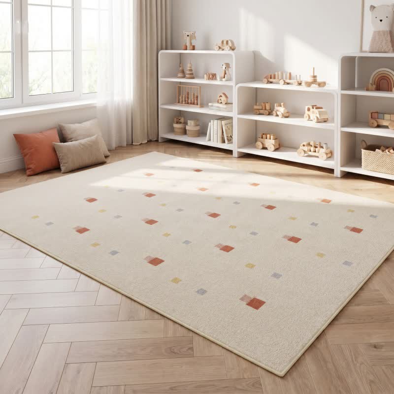 Tapis enfant à pois pastel neutres - image 2