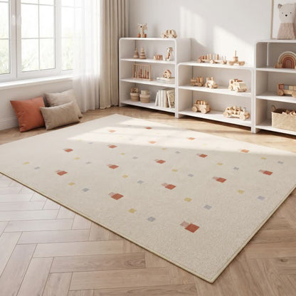 Tapis enfant à pois pastel neutres - image 2