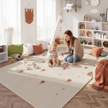 Tapis enfant à pois pastel neutres - image 1