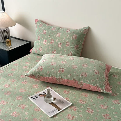 Linge de lit vintage en gaze de pur coton à motif floral (ensemble de 4 pièces) - image 6
