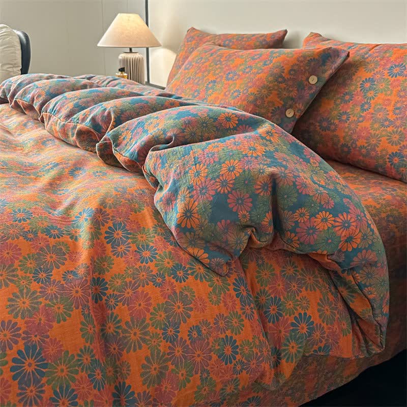 Linge de lit vintage Daisy en gaze de pur coton (ensemble de 4 pièces) - 220 cm x 240 cm - image 0