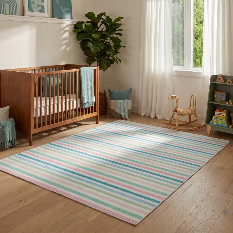 Tapis doux à rayures multicolores - image 1