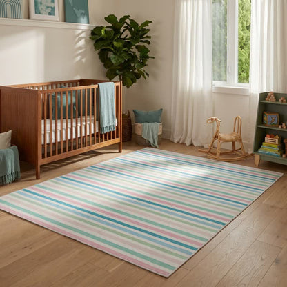 Tapis doux à rayures multicolores - image 1