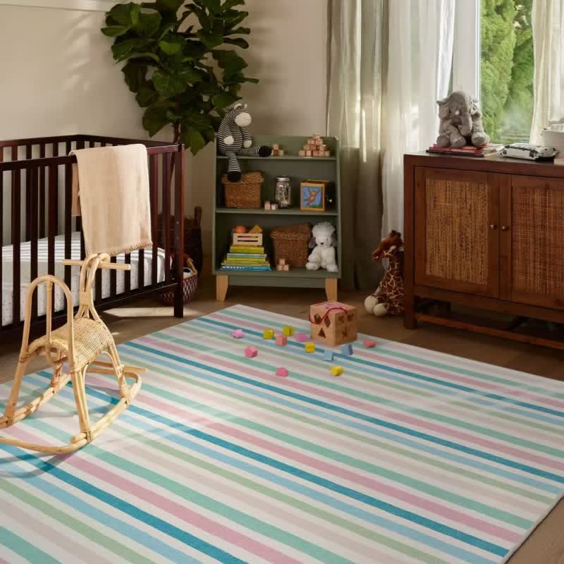 Tapis doux à rayures multicolores - 160 cm × 230 cm - image 0