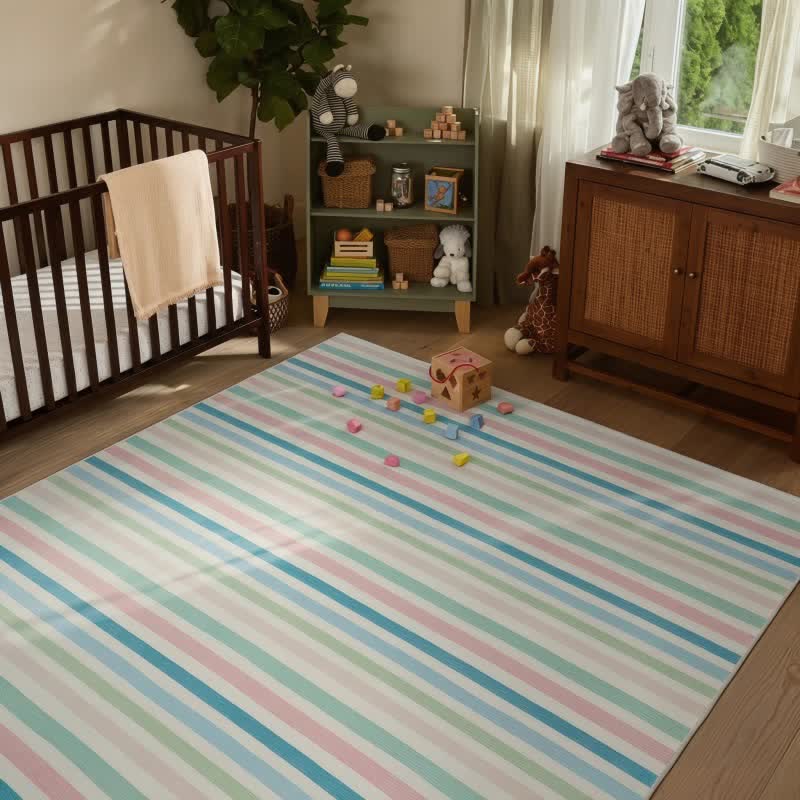 Tapis doux à rayures multicolores - image 2