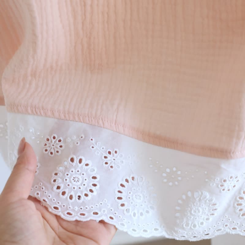 Ensemble de vêtements d'intérieur en gaze de coton unie et dentelle - image 9