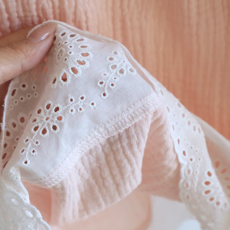 Ensemble de vêtements d'intérieur en gaze de coton unie et dentelle - image 8