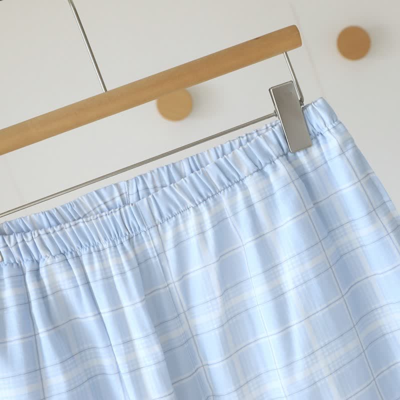 Ensemble pyjama à manches courtes en coton à carreaux - image 10