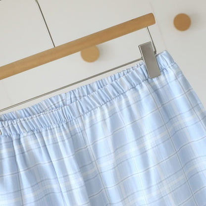 Ensemble pyjama à manches courtes en coton à carreaux - image 10