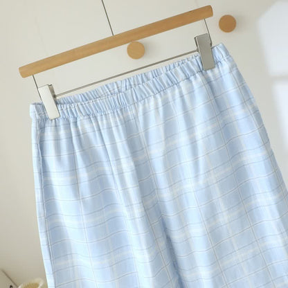 Ensemble pyjama à manches courtes en coton à carreaux - image 9
