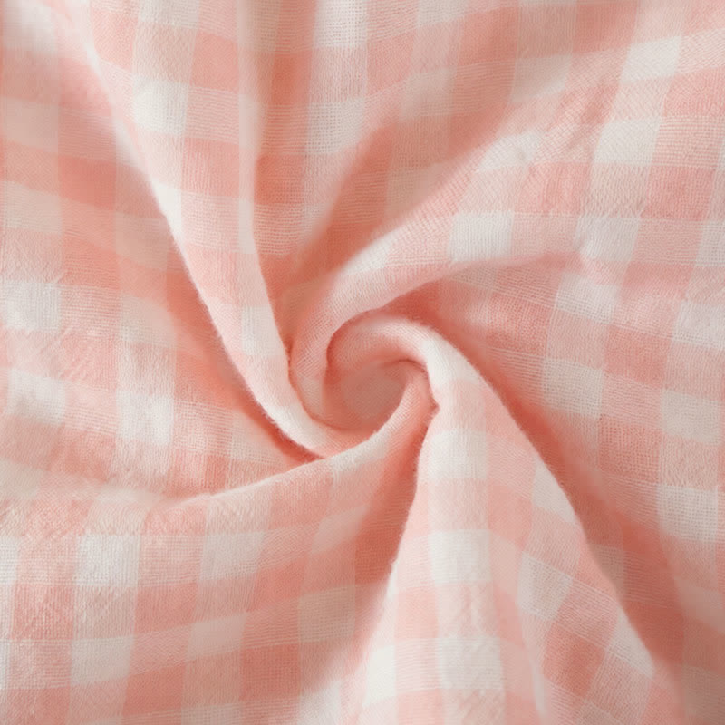 Ensemble de vêtements d'intérieur en coton doux à carreaux vichy et à volants - image 5