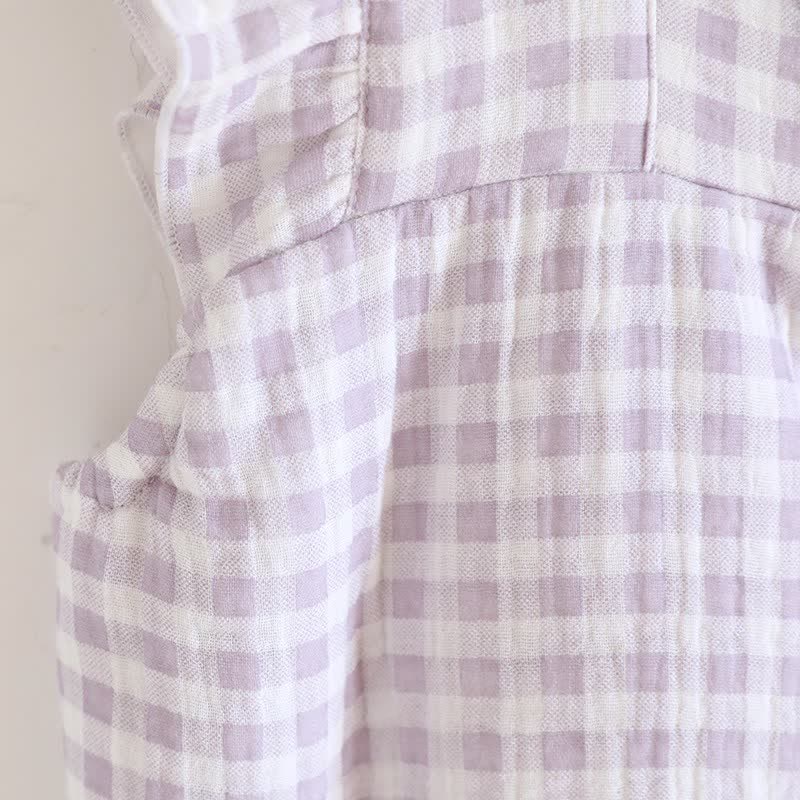 Ensemble pyjama en coton à manches volantées et carreaux vichy - image 11