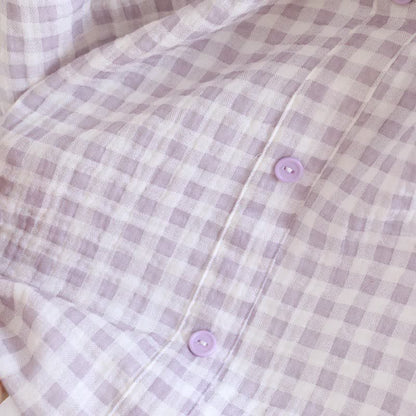 Ensemble pyjama en coton à manches volantées et carreaux vichy - image 10