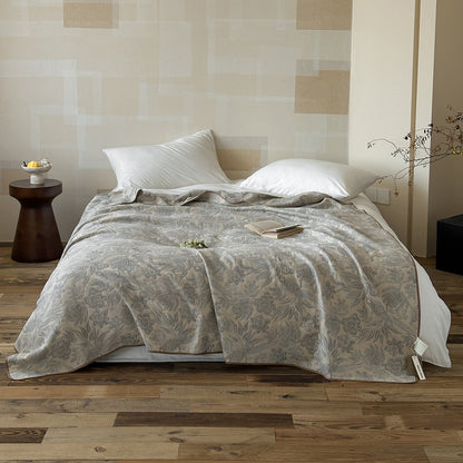 Couette en mousseline de soie élégante et rustique grise à motif floral Ownkoti - Reine - image 0