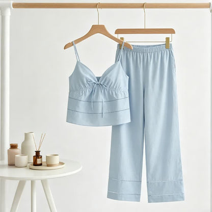 Ensemble de détente composé d'un débardeur et d'un pantalon - Bleu - 3XL - image 0
