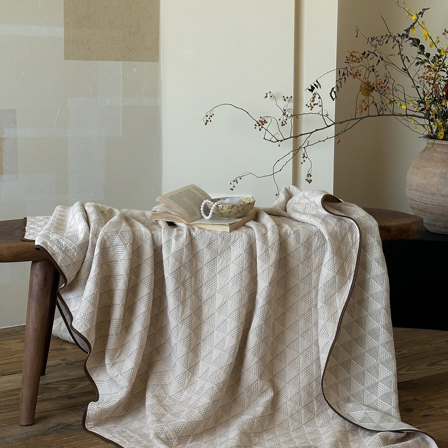 Couette en coton Ownkoti, neutre, minimaliste, géométrique, losanges. - image 5