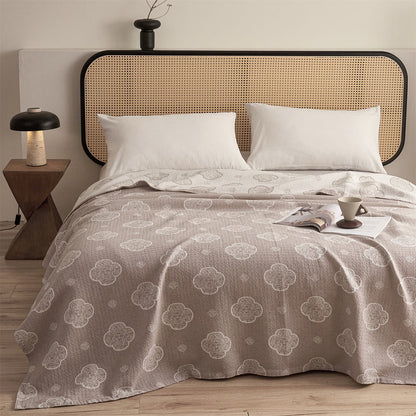 Couette en gaze jacquard 3 couches Ownkoti Oriental Ruyi Cloud - Chameau - Reine - image 0