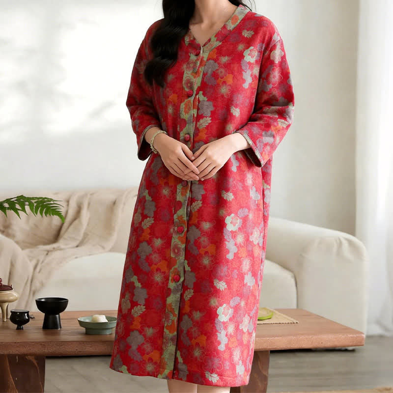 Robe d'intérieur vintage en gaze de coton à motif floral - image 6