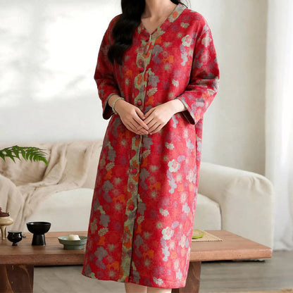 Robe d'intérieur vintage en gaze de coton à motif floral - image 6