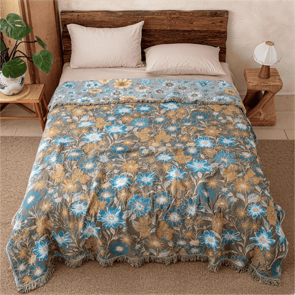 Couette en gaze à franges et motif floral vintage Ownkoti - image 3
