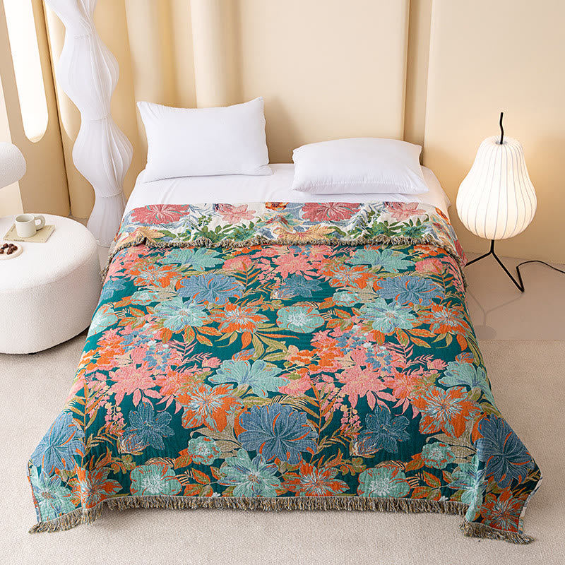 Couette réversible en gaze à motif floral tropical vintage Ownkoti - image 1
